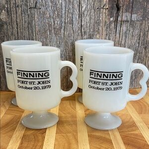 Vintage | Milk Glass | Pedestal Mugs | 
Finning | Fort St. John | 1979 |Set of 4